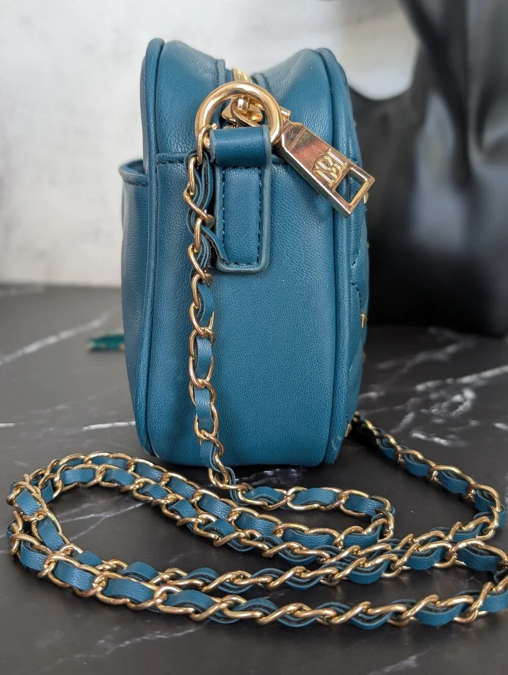Bagley Mishka Quilted Teal Crossbody - Shoulder Bag with Chain Strap